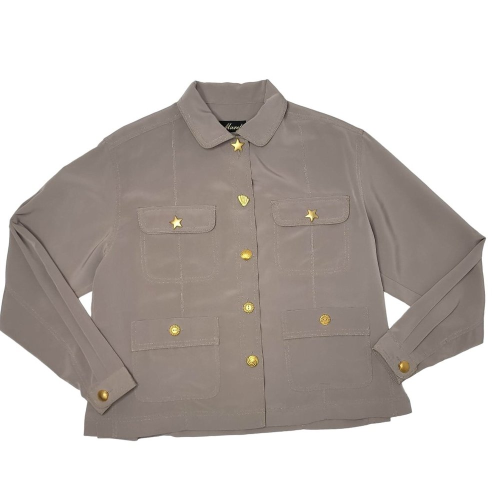 Mureli Vintage nautical jacket with shoulder pads and gold hardware Medium